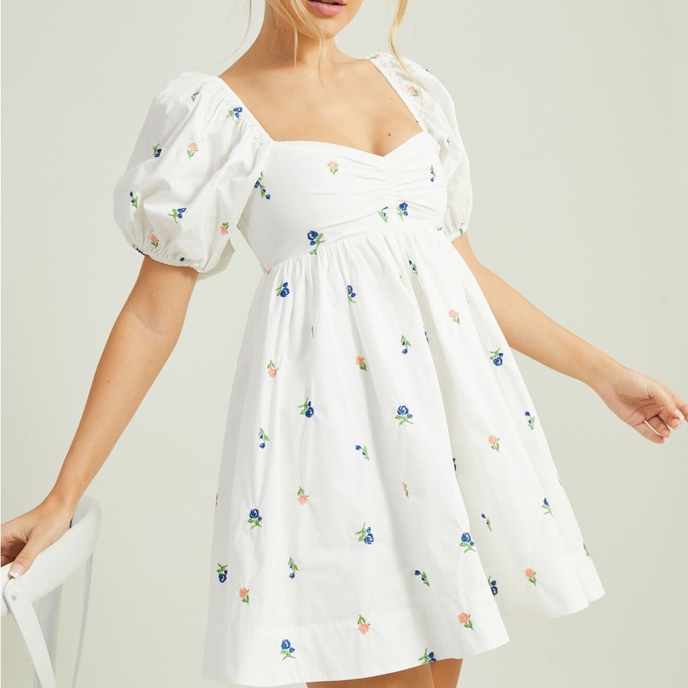 Altard State Renee Floral White Babydoll Dress